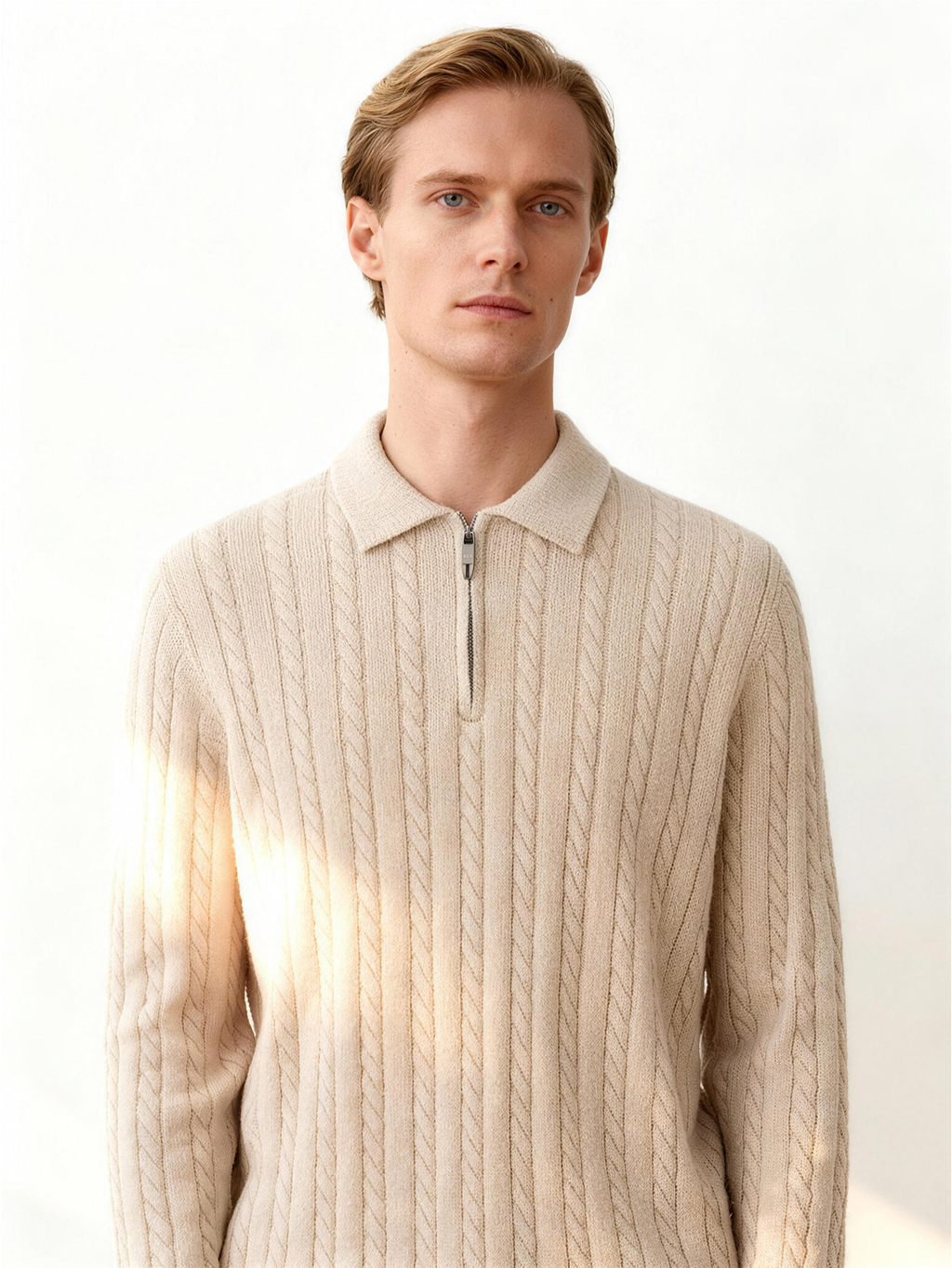 Cable-Knit Cashmere Zip Sweater