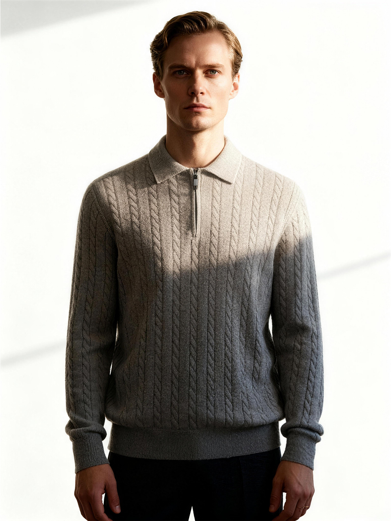 Cable-Knit Cashmere Zip Sweater