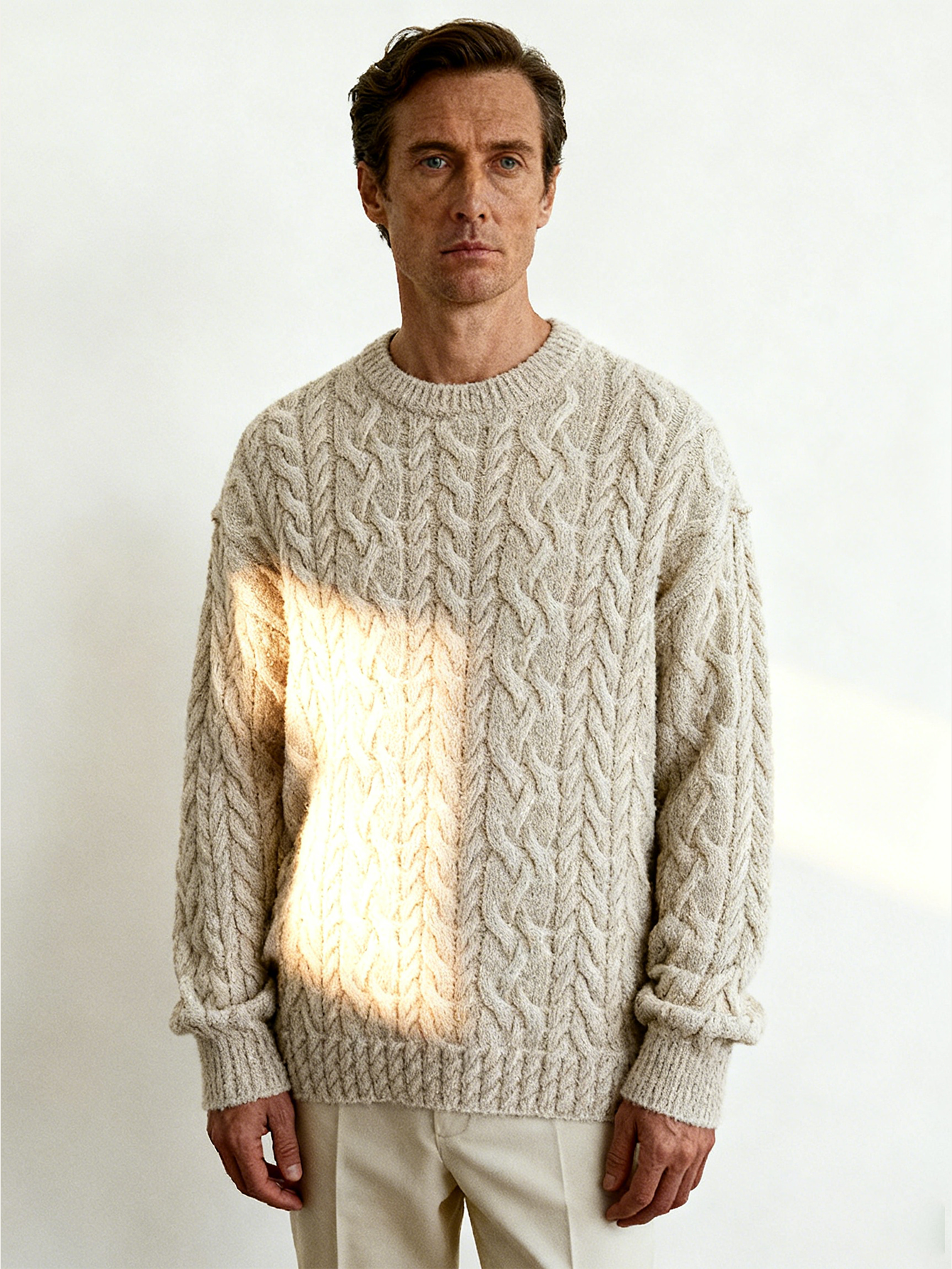 Crewneck Cable Knit in Cashmere