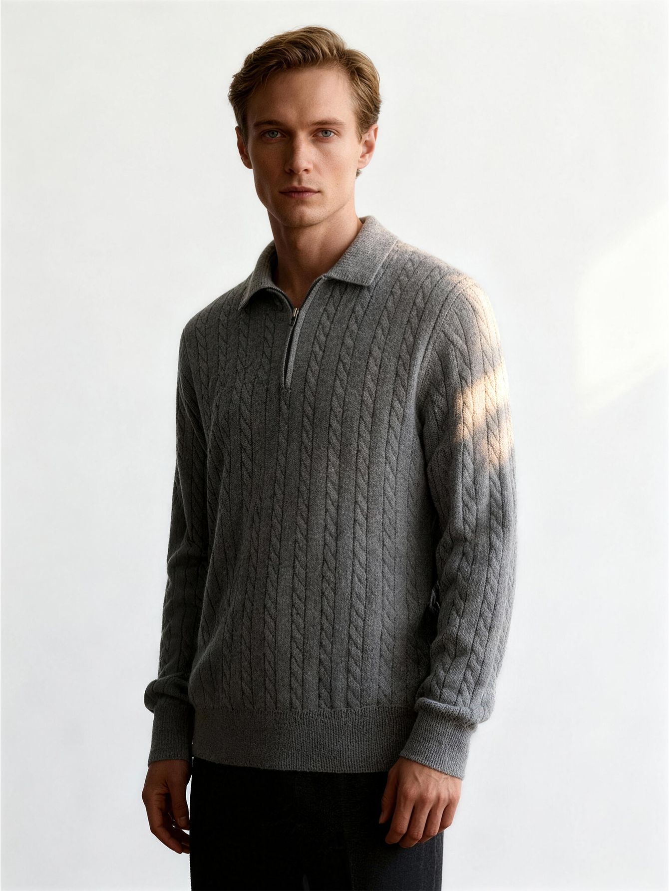 Cable-Knit Cashmere Zip Sweater
