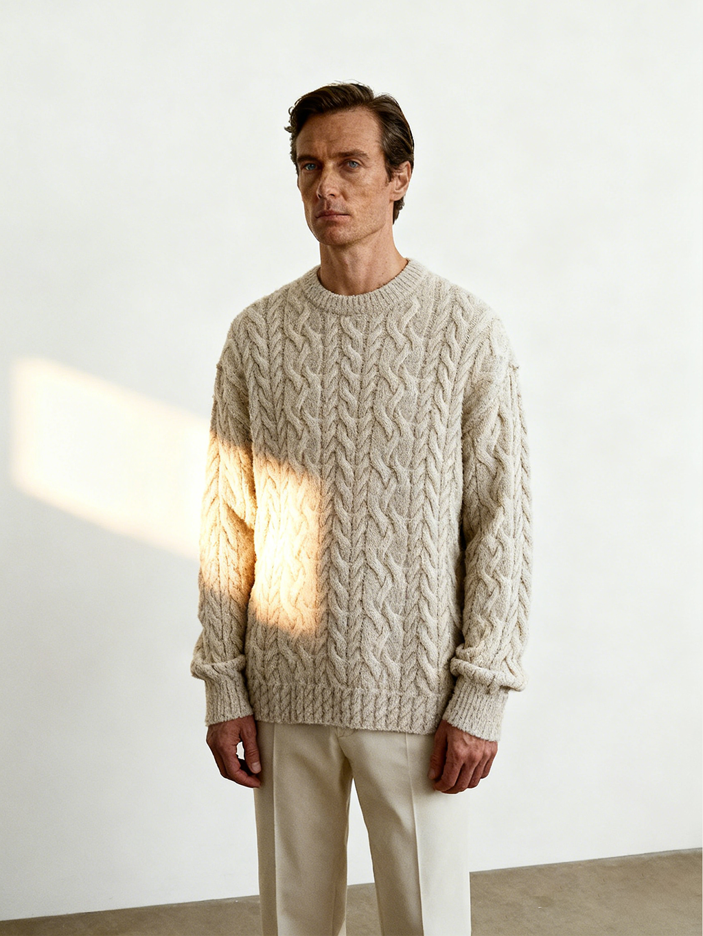 Crewneck Cable Knit in Cashmere