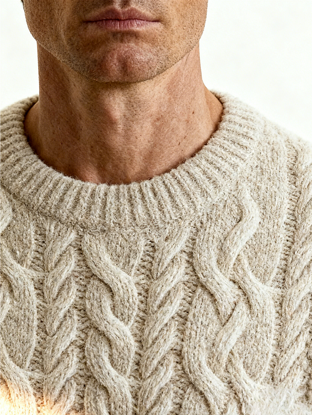Crewneck Cable Knit in Cashmere