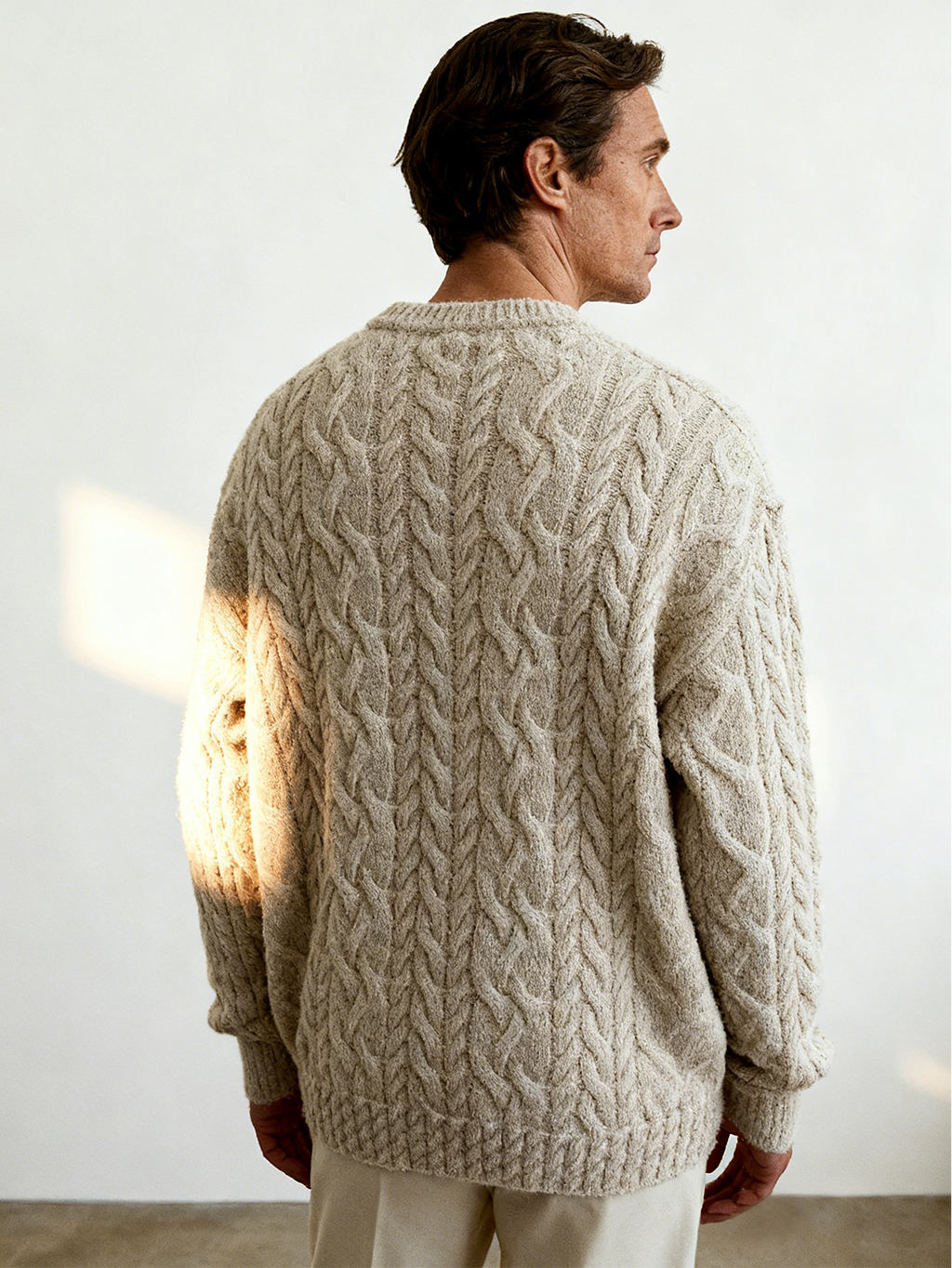 Crewneck Cable Knit in Cashmere