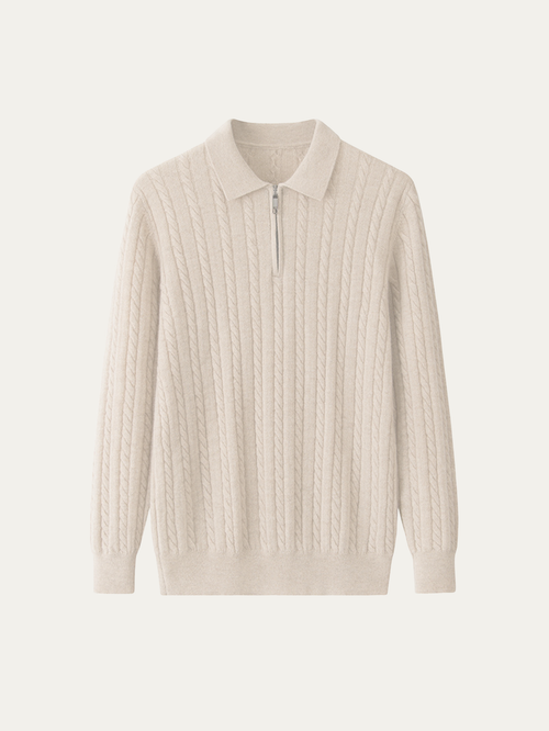 Cable-Knit Cashmere Zip Sweater