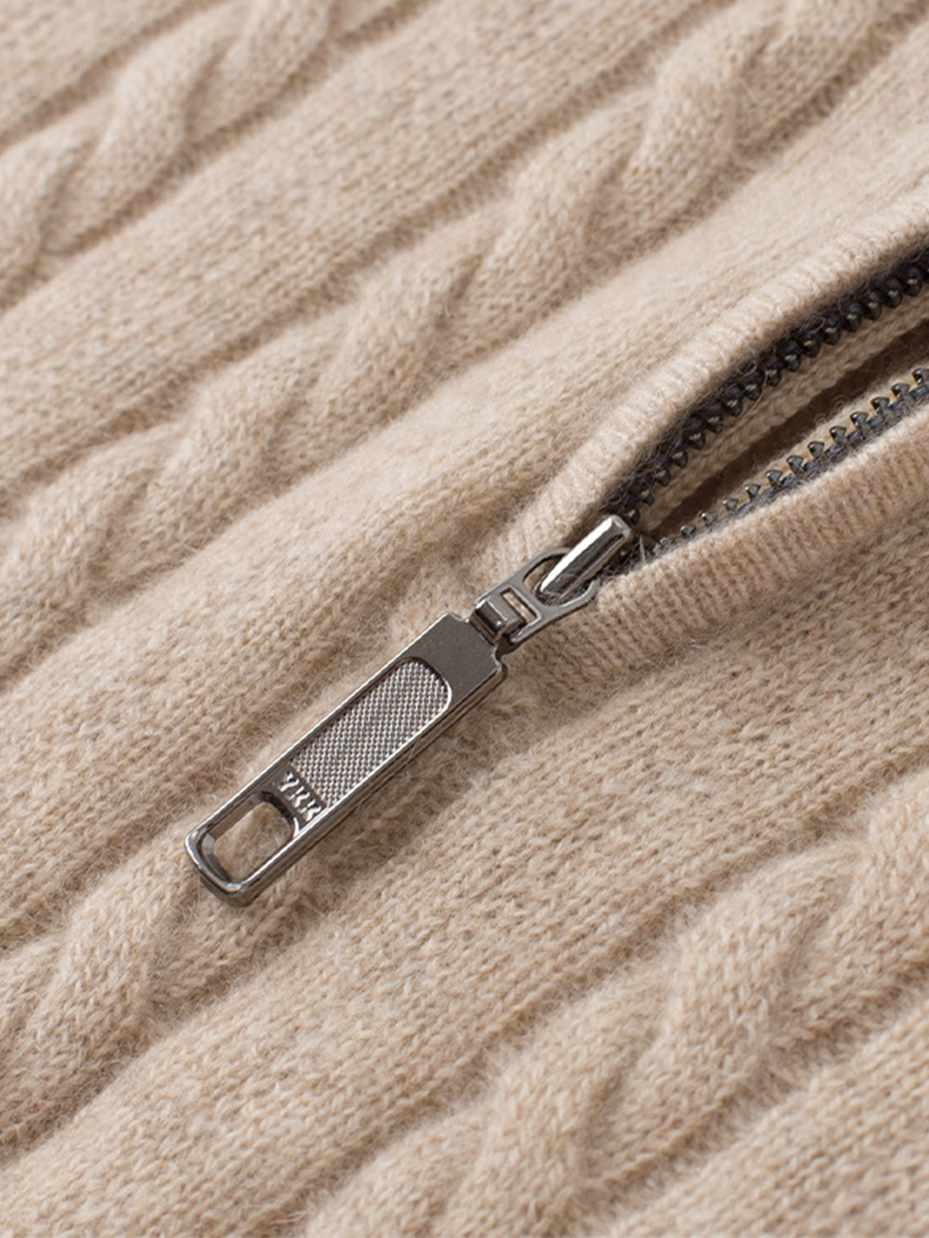 Cable-Knit Cashmere Zip Sweater