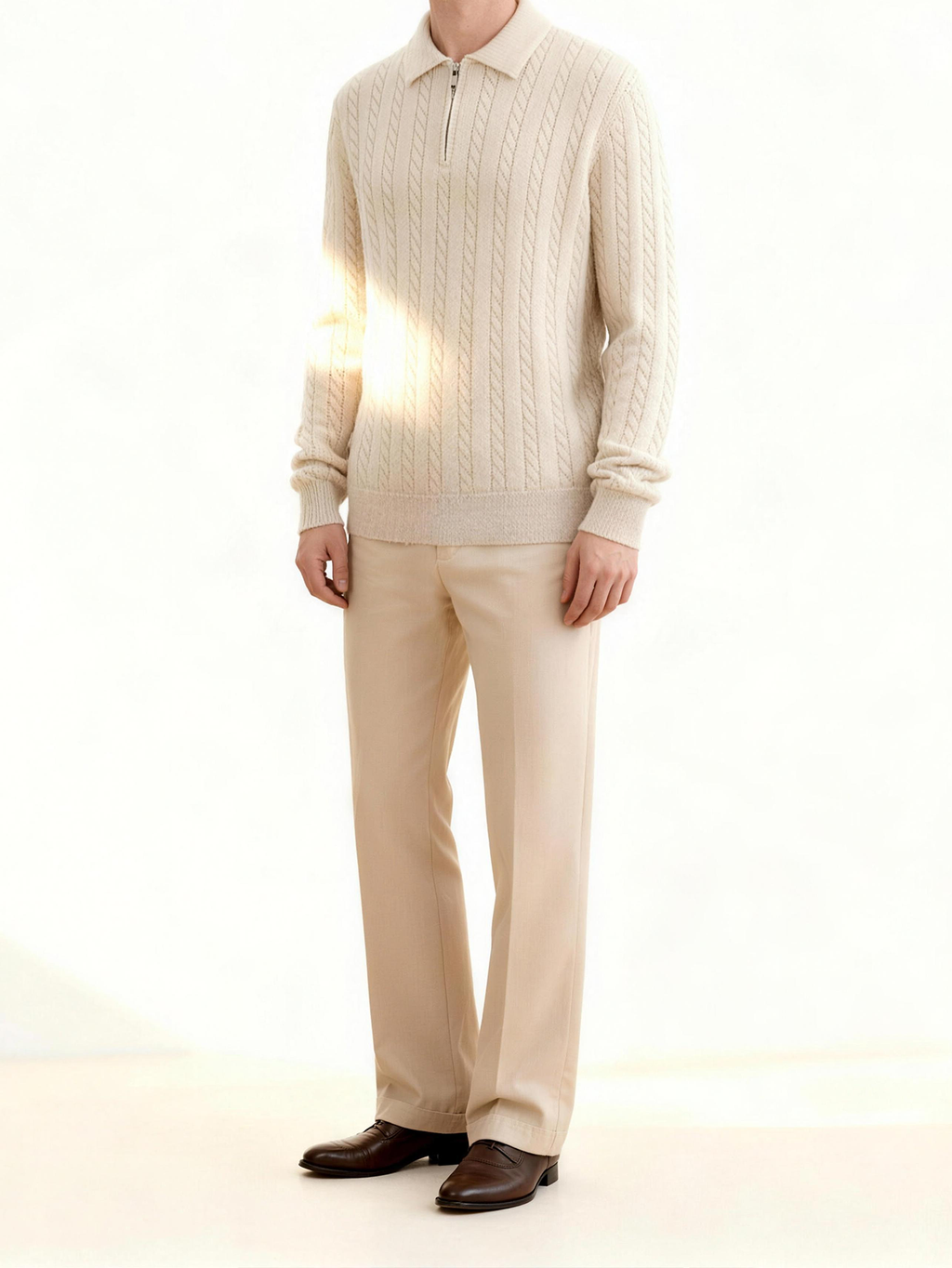 Cable-Knit Cashmere Zip Sweater