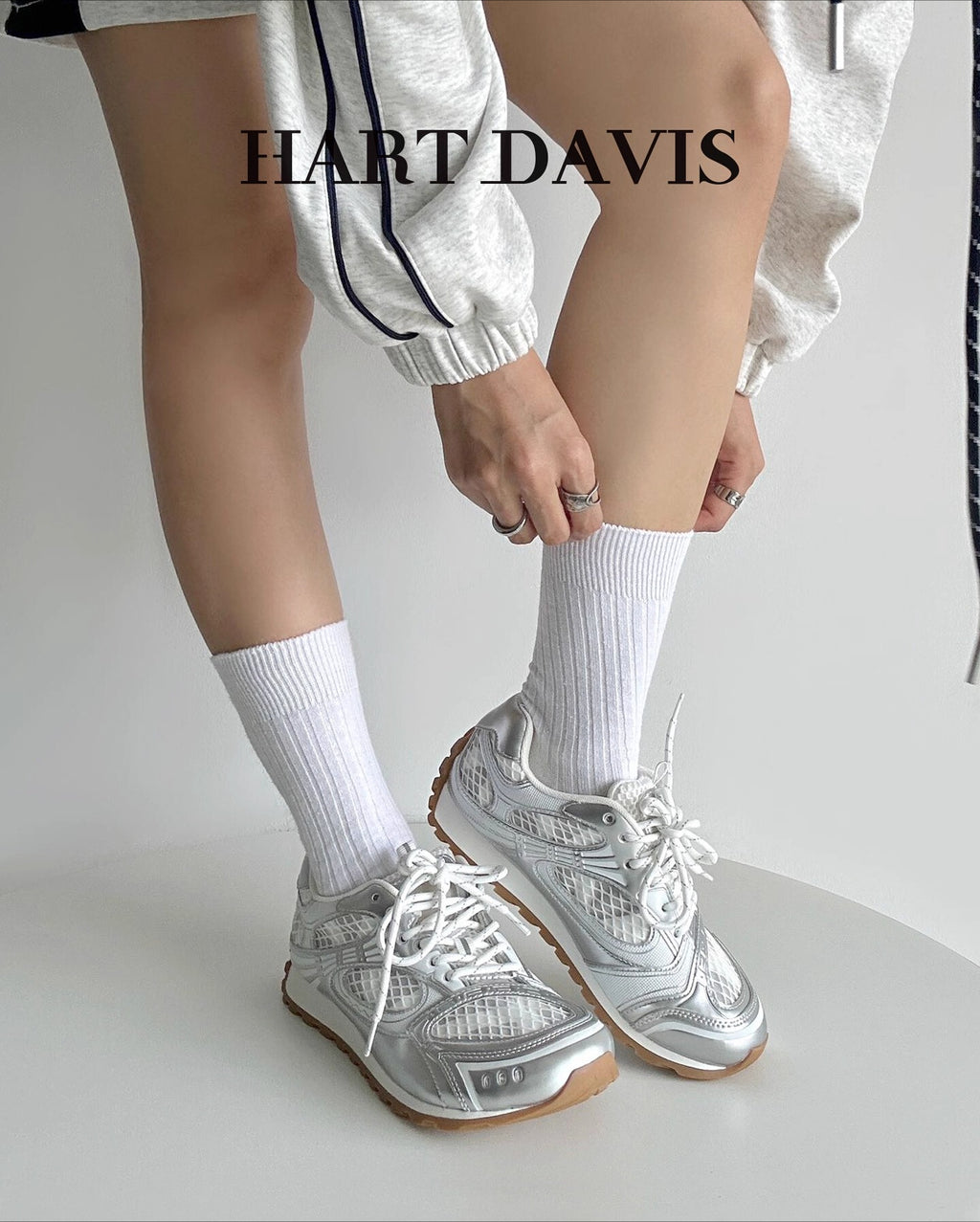 HART DAVIS - Winged RS-Silver Couple Trend Casual Sneakers