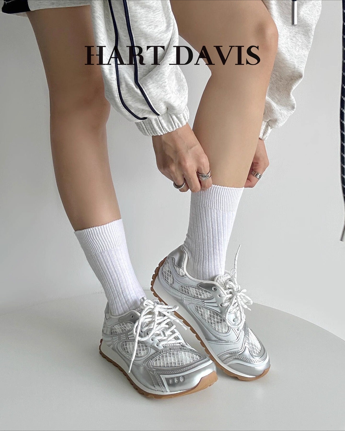 HART DAVIS - Winged RS-Silver Couple Trend Casual Sneakers
