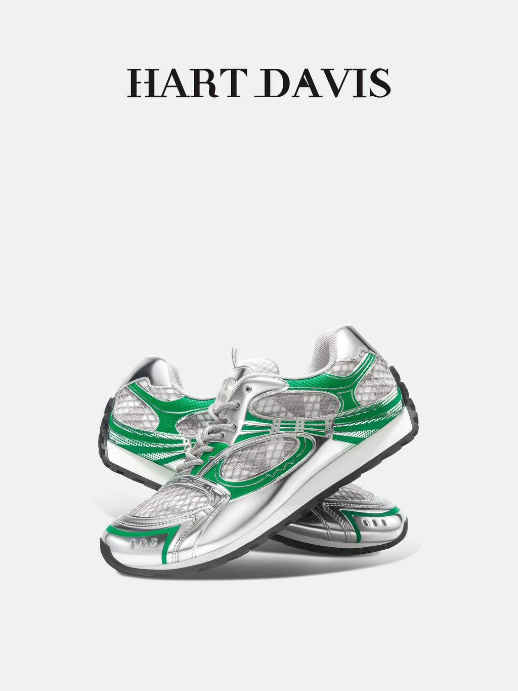 HART DAVIS  Silver Green Athleisure Shoes for Men and Women