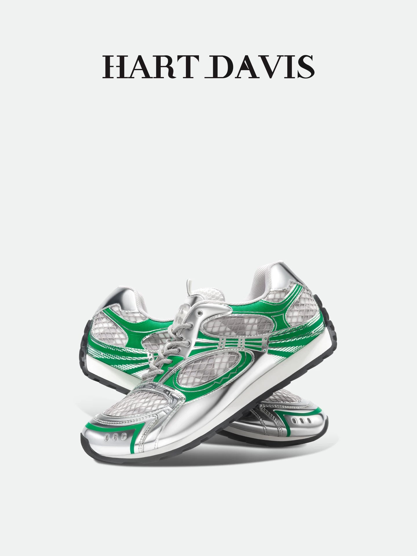 HART DAVIS  Silver Green Athleisure Shoes for Men and Women