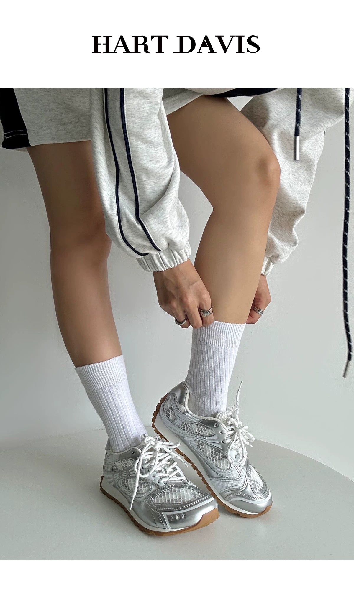 HART DAVIS - Winged RS-Silver Couple Trend Casual Sneakers