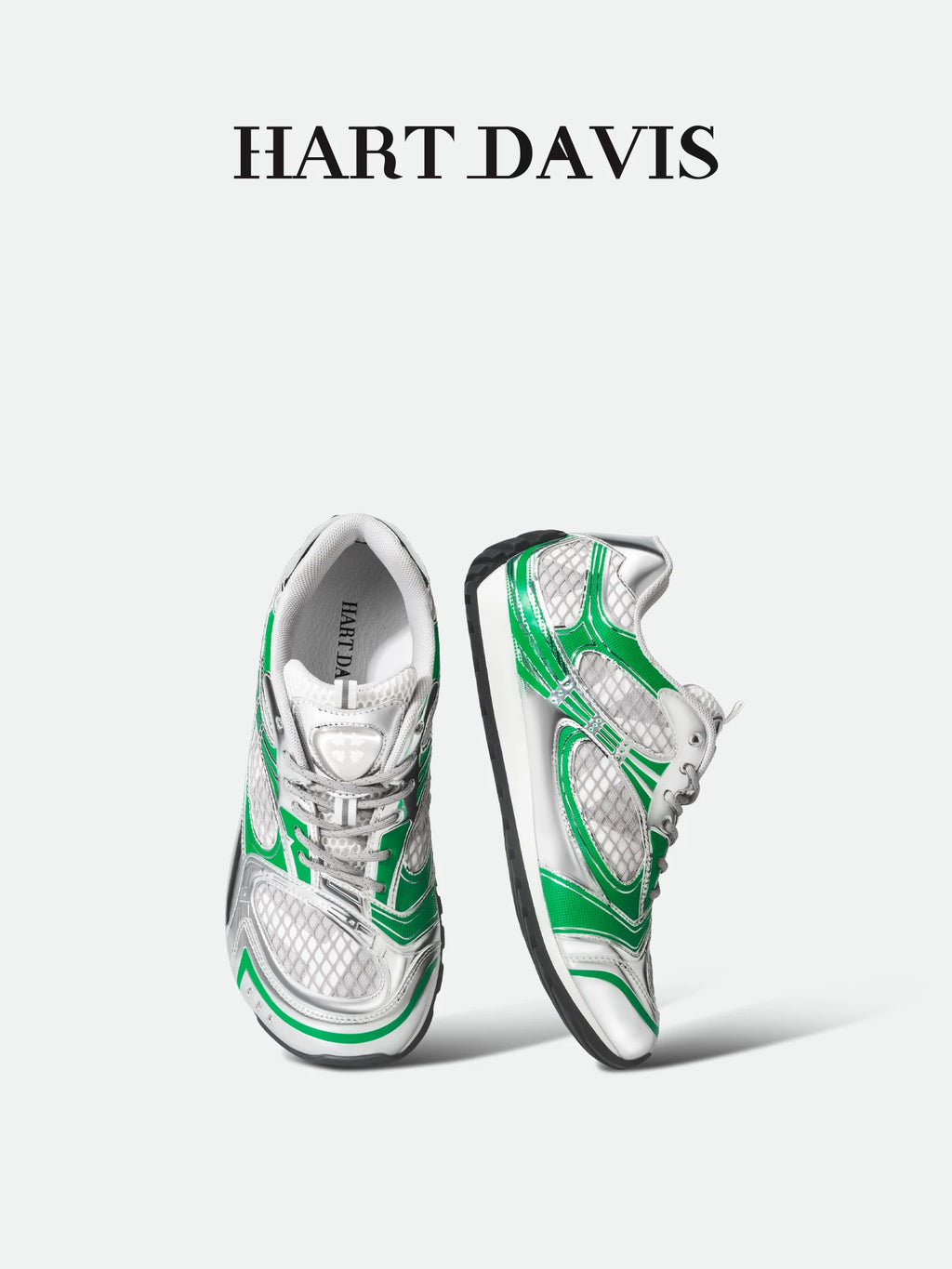 HART DAVIS  Silver Green Athleisure Shoes for Men and Women