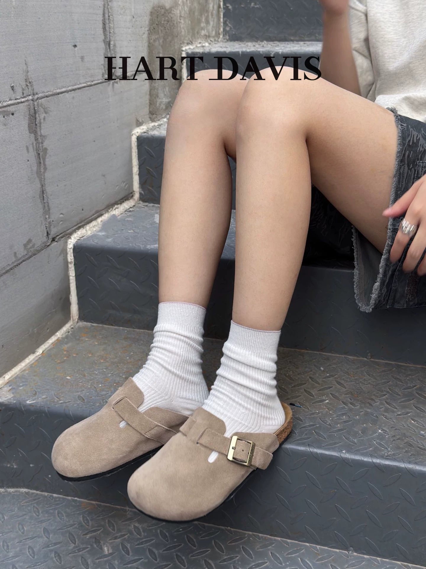 HART DAVIS Birkenstocks men's and women's first-layer beef suede bag head and half slippers outside